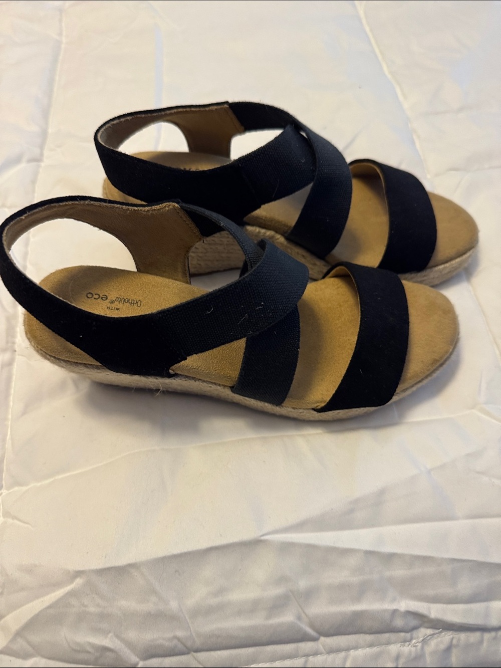 Sonoma Black Elastic Strap Espadrille Wedges
